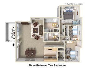 Three Bedroom Two Bathroom floor plan